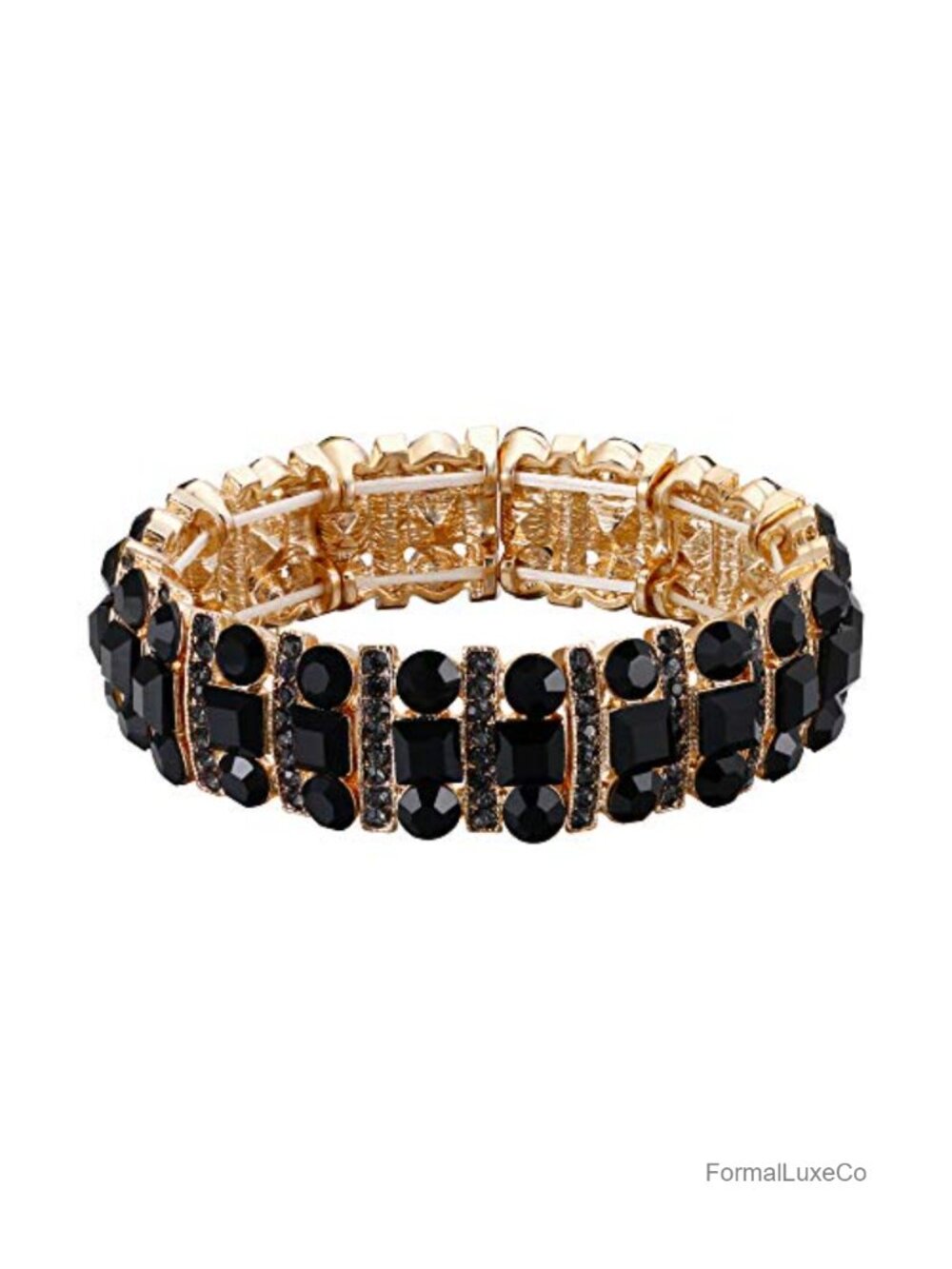 Austrian Crystal Art Deco Three Layers Stretch Bracelet